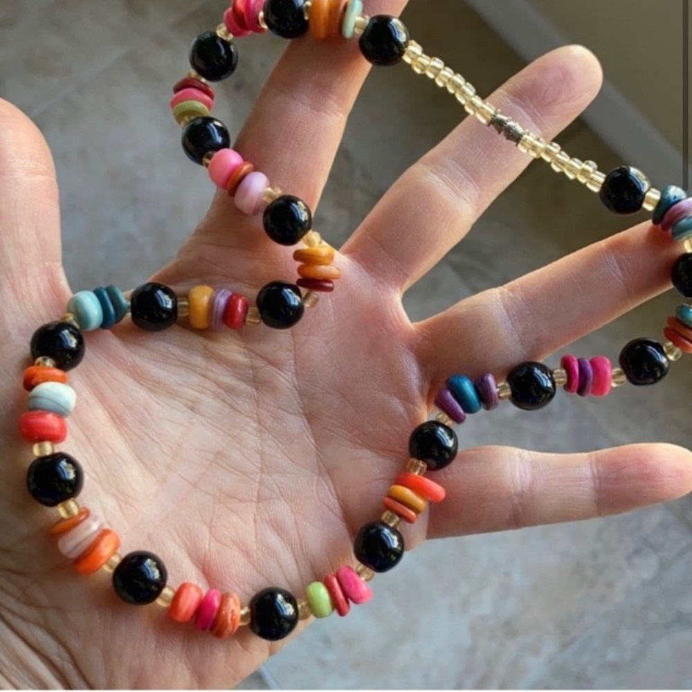 Handmade beaded necklace or bracelet colorful bohemian vibe artisan piece